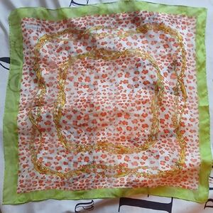 Chic Orange and Green Sheer Patterned Scarf